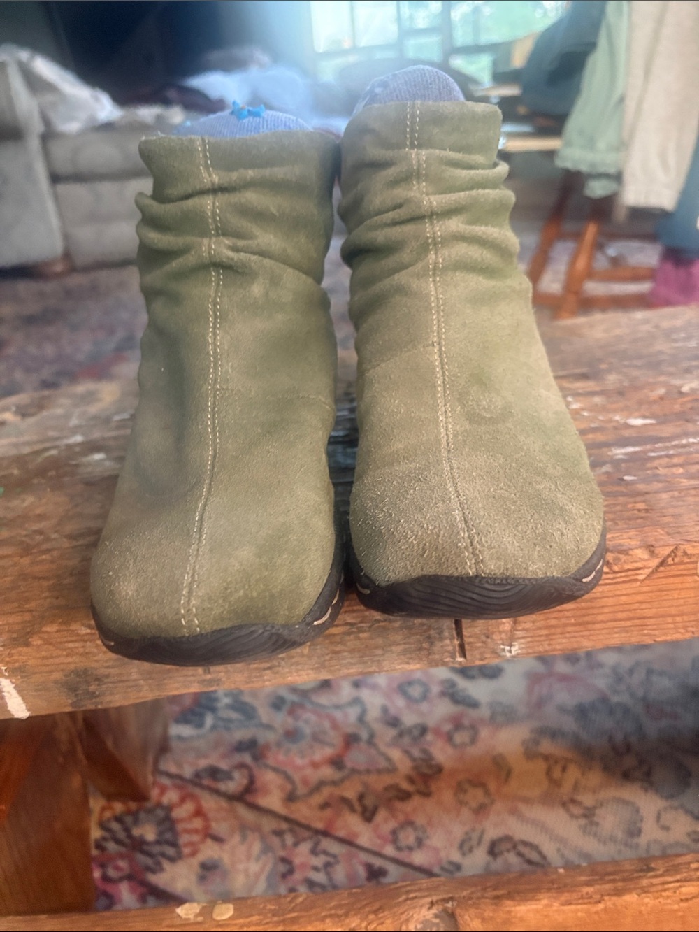 Women's Olive Suede Slouch Ankle Boot